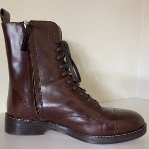 Theory Laced Boot in Satin Leather